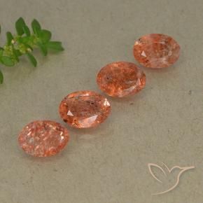 Pedras preciosas de Pedra do Sol laranja avermelhado natural de 3.11 ct, oval, Translúcido