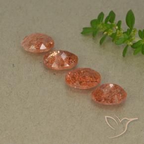 Pedras preciosas de Pedra do Sol laranja avermelhado natural de 3.11 ct, oval, Translúcido