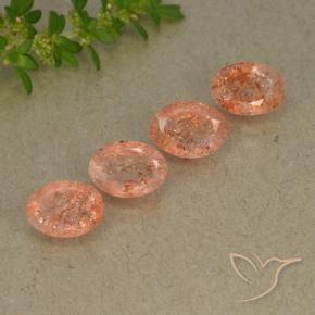 Pedras preciosas de Pedra do Sol laranja avermelhado natural de 3.37 ct, oval, Translúcido