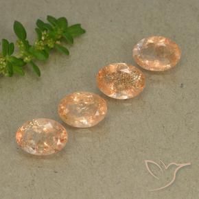 Pedras preciosas de Pedra do Sol Laranja Melão natural de 2.97 ct, oval, Translúcido