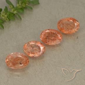 Pedras preciosas de Pedra do Sol laranja avermelhado natural de 3.58 ct, oval, Translúcido
