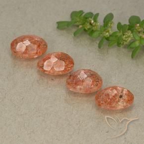 Pedras preciosas de Pedra do Sol laranja avermelhado natural de 3.58 ct, oval, Translúcido