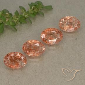 Pedras preciosas de Pedra do Sol laranja avermelhado natural de 3.02 ct, oval, Translúcido