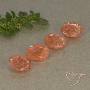Pedras preciosas de Pedra do Sol laranja avermelhado natural de 3.58 ct, oval, Translúcido