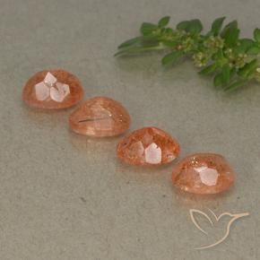 Pedras preciosas de Pedra do Sol laranja avermelhado natural de 3.58 ct, oval, Translúcido