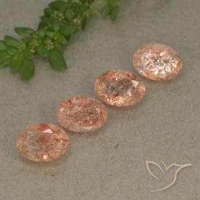 Pedras preciosas de Pedra do Sol Laranja Tigre Claro natural de 3.39 ct, oval, Translúcido