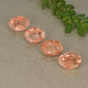 Pedras preciosas de pedra do sol laranja natural de 3,36 ct, corte oval, translúcido