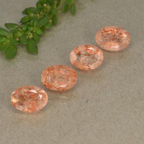 Pedras preciosas de pedra do sol laranja natural de 3,36 ct, corte oval, translúcido