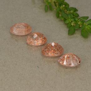 Pedras preciosas de pedra do sol laranja natural de 3,36 ct, corte oval, translúcido