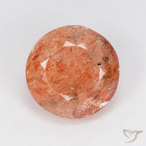 Pedra do Sol laranja avermelhado Natural 4.69ct, Redondo, Translúcido