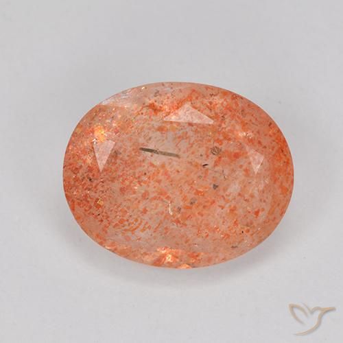 3.33ct Natural Vermelho Laranja Brilhante Pedra do Sol, oval, Translúcido