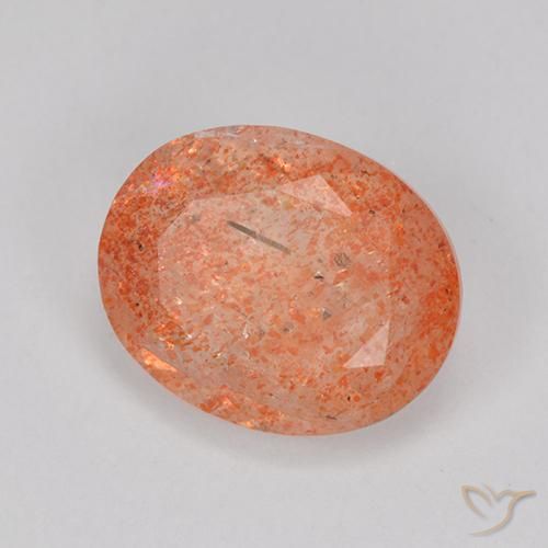 Pedra do Sol Vermelho Laranja Brilhante Natural 3.33ct, oval, Translúcido