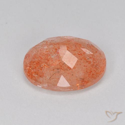Pedra do Sol Vermelho Laranja Brilhante Natural 3.33ct, oval, Translúcido