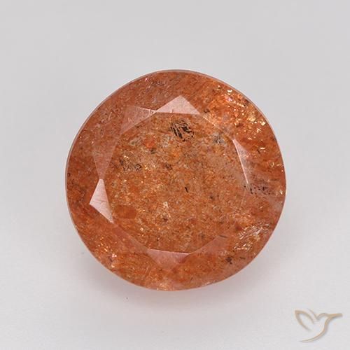5.97ct Natural laranja avermelhado Pedra do Sol, Redondo, Translúcido
