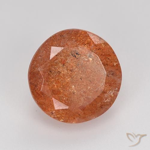 Pedra do Sol laranja avermelhado Natural 5.97ct, Redondo, Translúcido