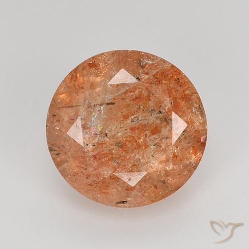 4.17ct Natural Laranja Médio Pedra do Sol, Redondo, Translúcido
