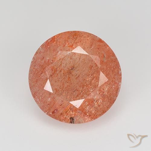 4.34ct Natural laranja avermelhado Pedra do Sol, Redondo, Translúcido
