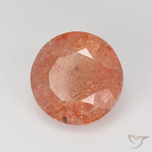 Pedra do Sol laranja avermelhado Natural 4.34ct, Redondo, Translúcido