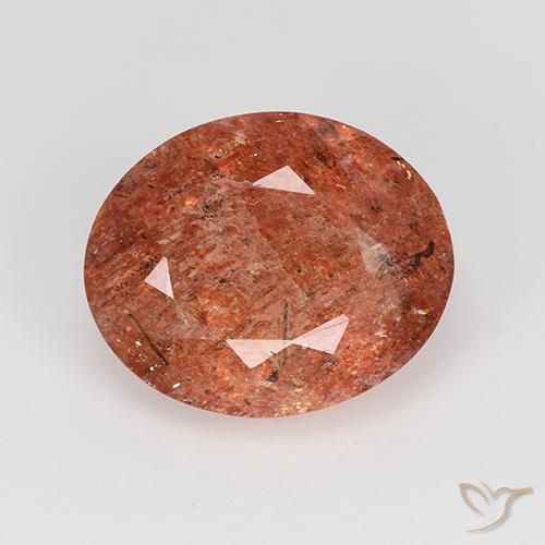3.81ct Natural vermelho médio Pedra do Sol, oval, Translúcido