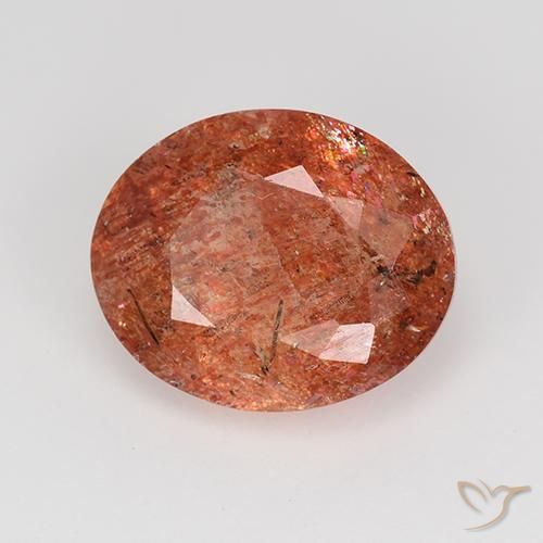Pedra do Sol vermelho médio Natural 3.81ct, oval, Translúcido