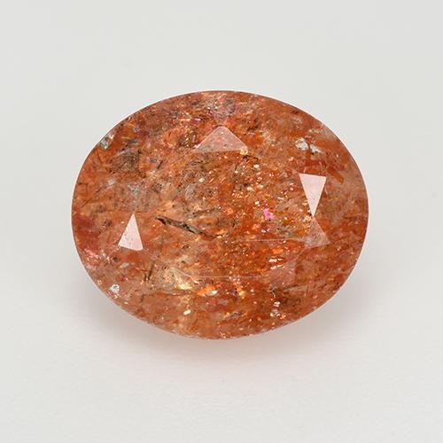 Pedra do sol vermelho natural 5,12ct, corte oval, translúcido