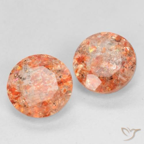 Pedras preciosas de Pedra do Sol Laranja Médio-Claro natural de 1.53 ct, Redondo, Translúcido