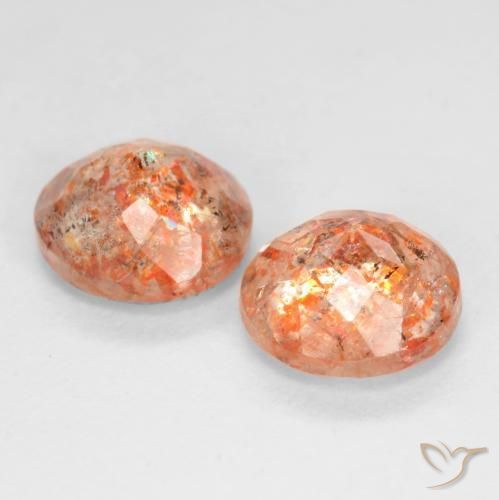 Pedras preciosas de Pedra do Sol Laranja Médio-Claro natural de 1.53 ct, Redondo, Translúcido