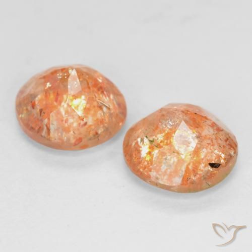 Pedras preciosas de Pedra do Sol laranja avermelhado natural de 1.59 ct, Redondo, Transparente
