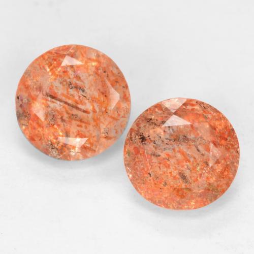 Pedras preciosas de pedra do sol laranja natural de 1,65 ct, corte redondo, translúcido