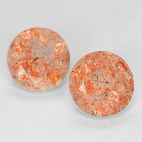 Pedras preciosas de pedra do sol laranja natural de 1,46 ct, corte redondo, transparente