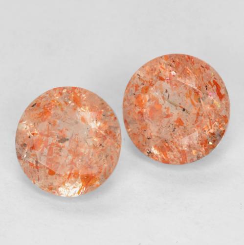 Pedras preciosas de pedra do sol laranja natural de 1,46 ct, corte redondo, transparente
