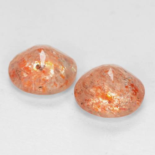 Pedras preciosas de pedra do sol laranja natural de 1,46 ct, corte redondo, transparente