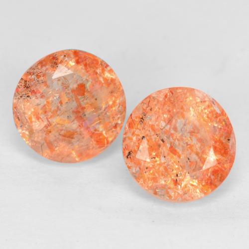 Pedras preciosas de Pedra do Sol Laranja Médio natural de 1.67 ct, Corte Redondo, Translúcido