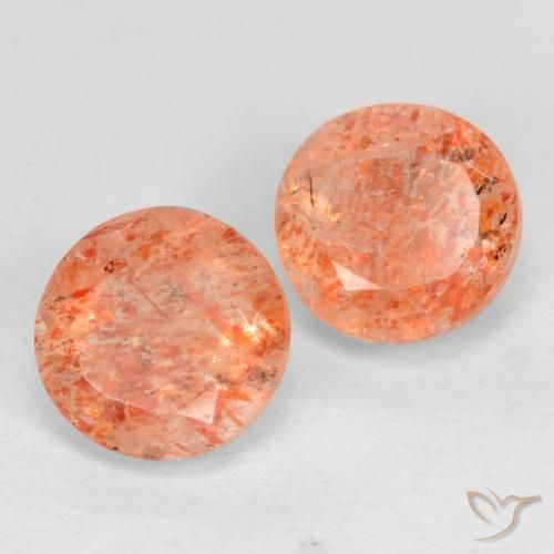 Pedras preciosas de Pedra do Sol Laranja Médio-Claro natural de 1.76 ct, Redondo, Translúcido