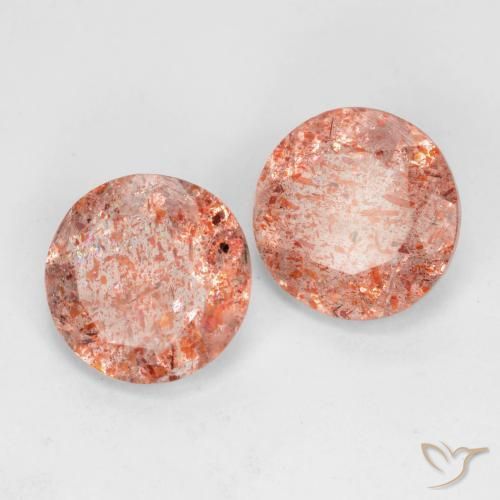 Pedras preciosas de Pedra do Sol pêssego laranja natural de 3.05 ct, Redondo, Translúcido