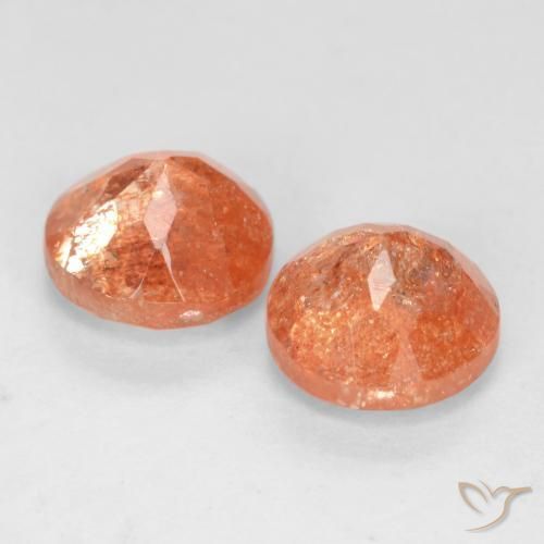 Pedras preciosas de Pedra do Sol Laranja Médio natural de 1.96 ct, Redondo, Translúcido