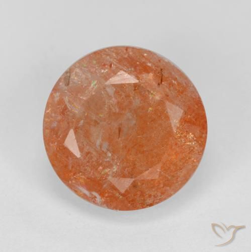 4.67ct Natural laranja avermelhado Pedra do Sol, Redondo, Translúcido