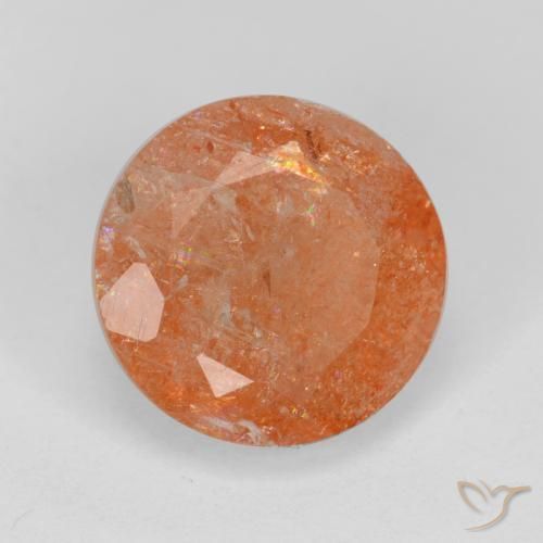 Pedra do Sol laranja avermelhado Natural 4.67ct, Redondo, Translúcido