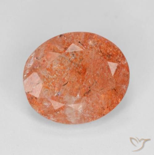 3.52ct Natural vermelho médio Pedra do Sol, oval, Translúcido