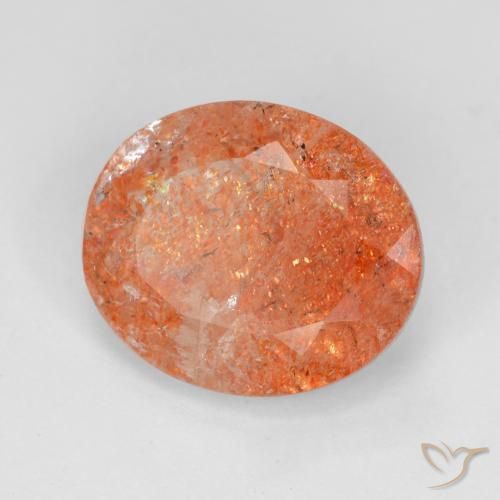 Pedra do Sol vermelho médio Natural 3.52ct, oval, Translúcido