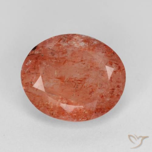 3.80ct Natural vermelho médio Pedra do Sol, oval, Translúcido
