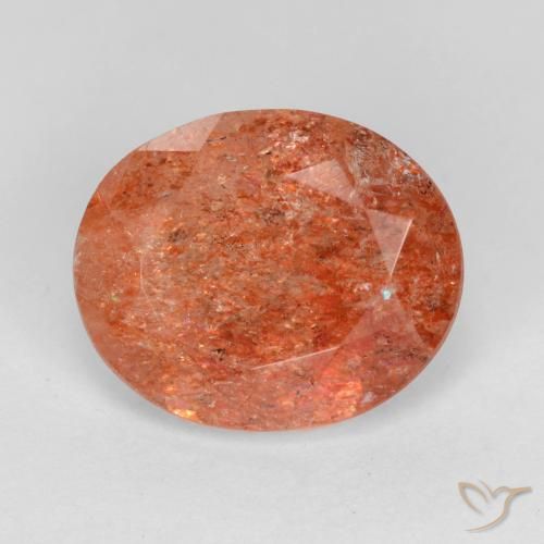 4.16ct Natural vermelho médio Pedra do Sol, oval, Translúcido