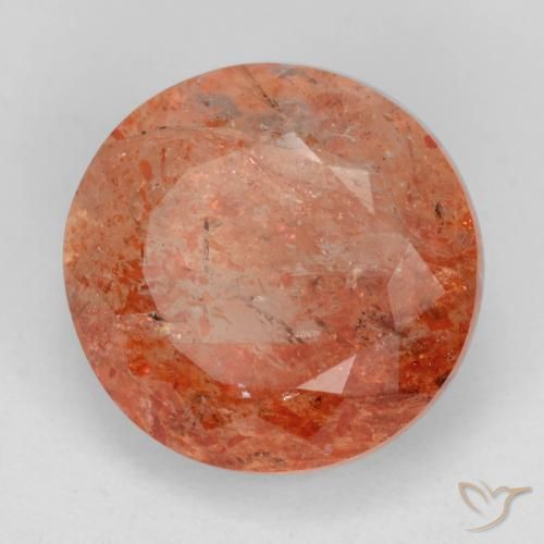 Pedra do Sol vermelho médio Natural 5.04ct, Redondo, Translúcido