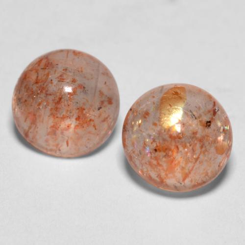 Pedras preciosas de pedra do sol laranja natural de 1,74 ct, corte redondo, translúcido