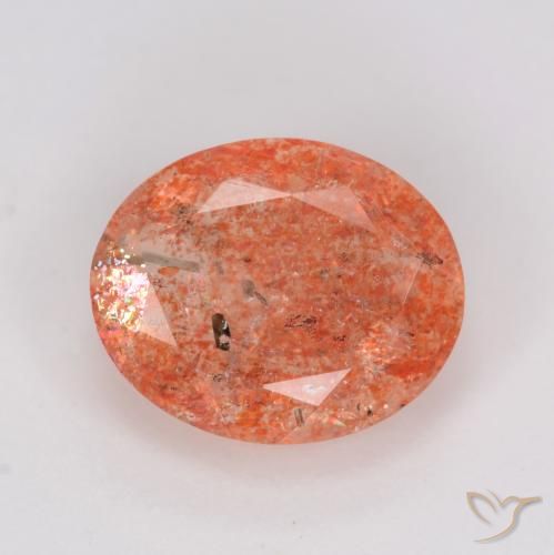 2.48ct Natural vermelho médio Pedra do Sol, oval, Translúcido