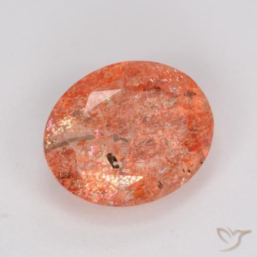 Pedra do Sol vermelho médio Natural 2.48ct, oval, Translúcido