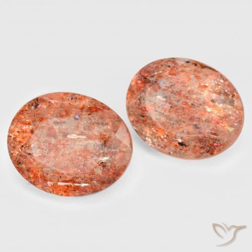 Pedras preciosas de Pedra do Sol laranja avermelhado natural de 4.75 ct, oval, Translúcido