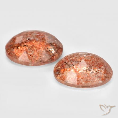 Pedras preciosas de Pedra do Sol laranja avermelhado natural de 4.75 ct, oval, Translúcido