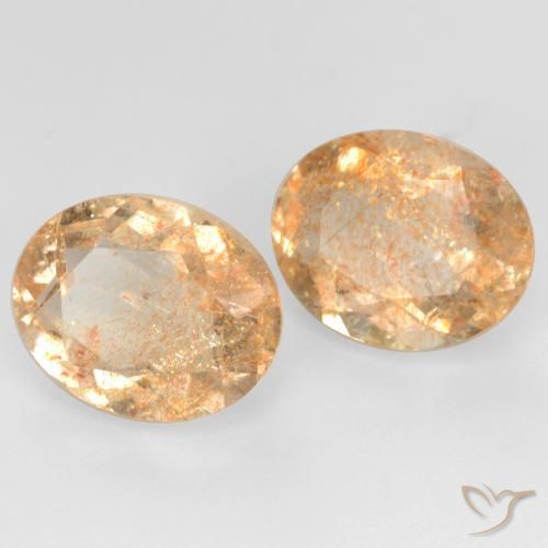 Pedras preciosas de Pedra do Sol Laranja Melão natural de 4.91 ct, oval, Transparente