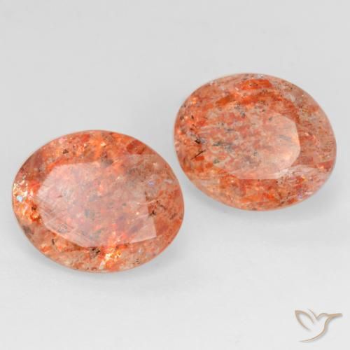 Pedras preciosas de Pedra do Sol laranja avermelhado natural de 4.38 ct, oval, Translúcido
